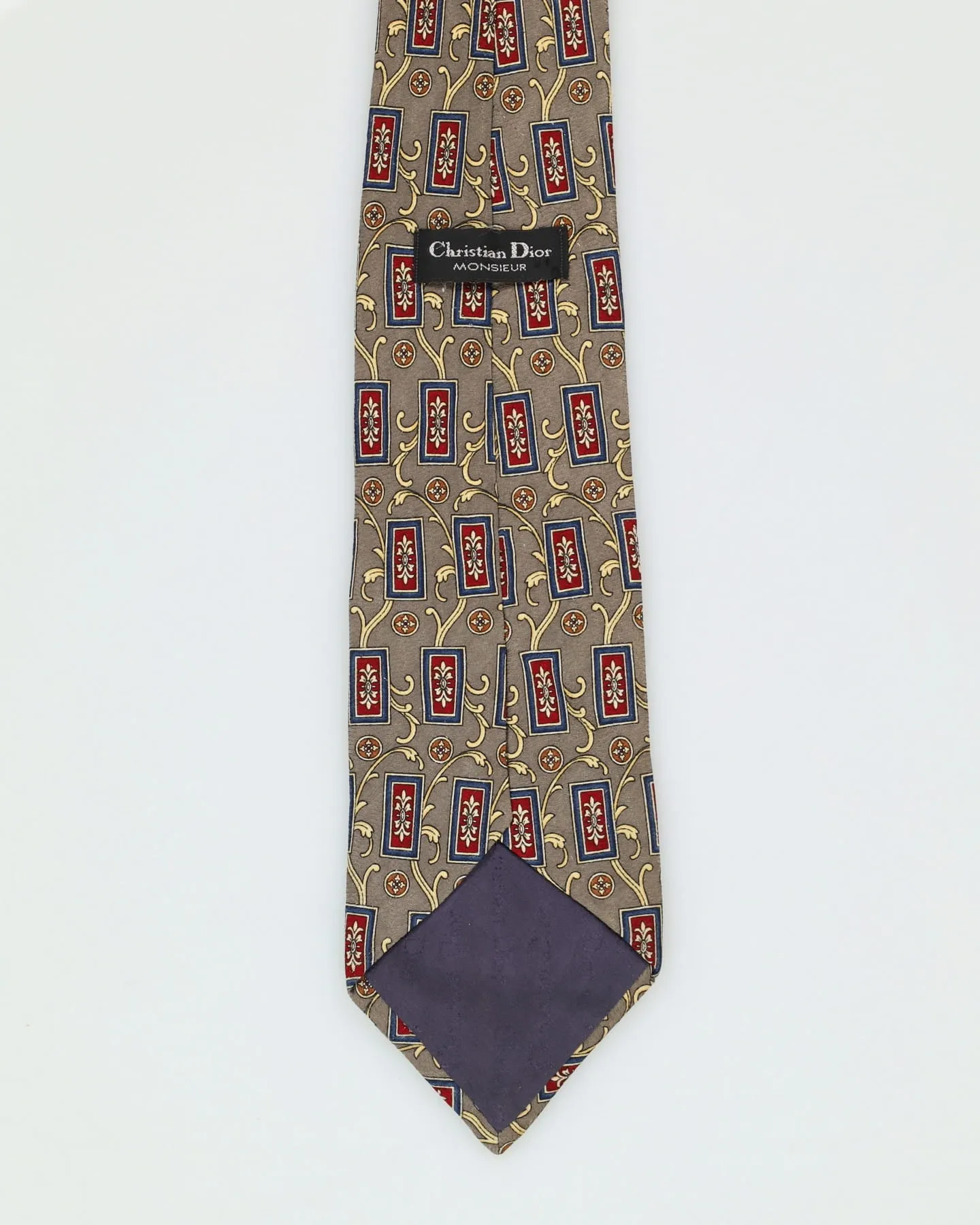 00s Christian Dior Brown / Grey Patterned Tie