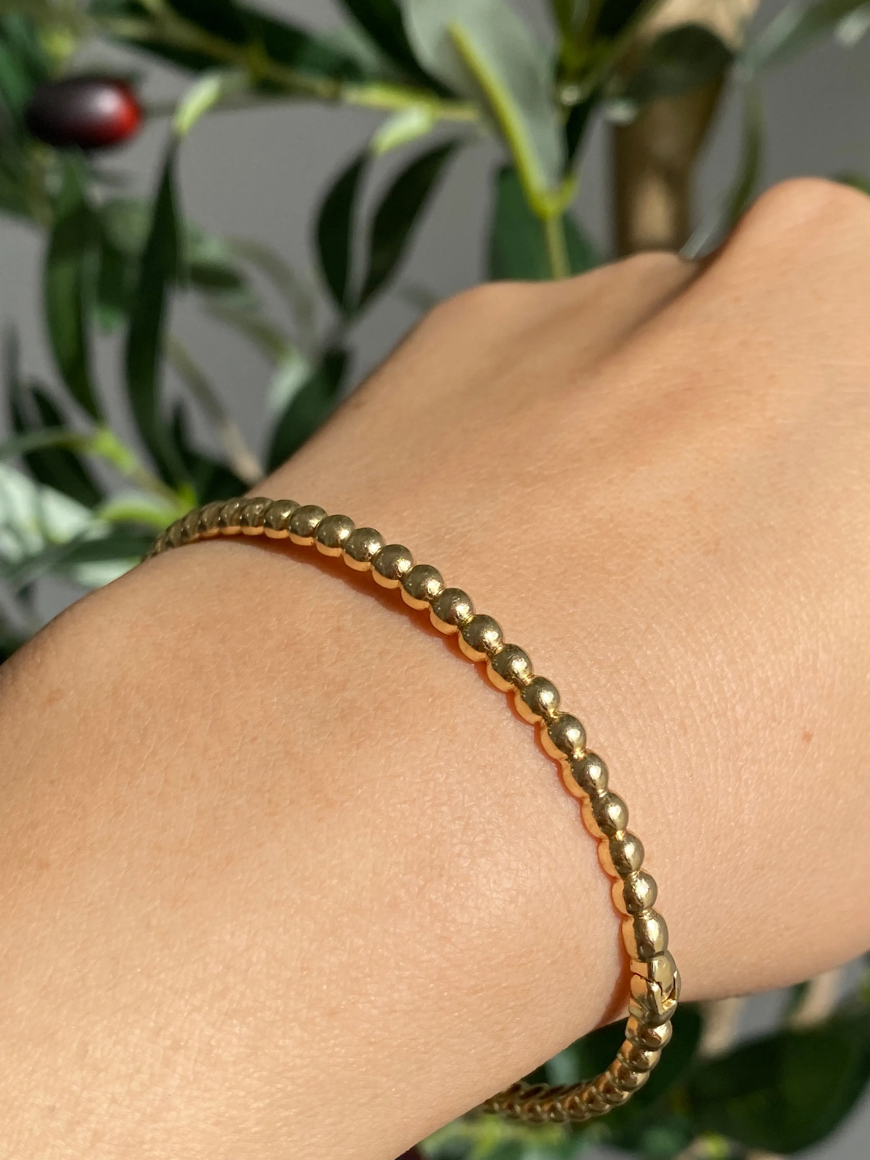 14K Gold Ball Bangle