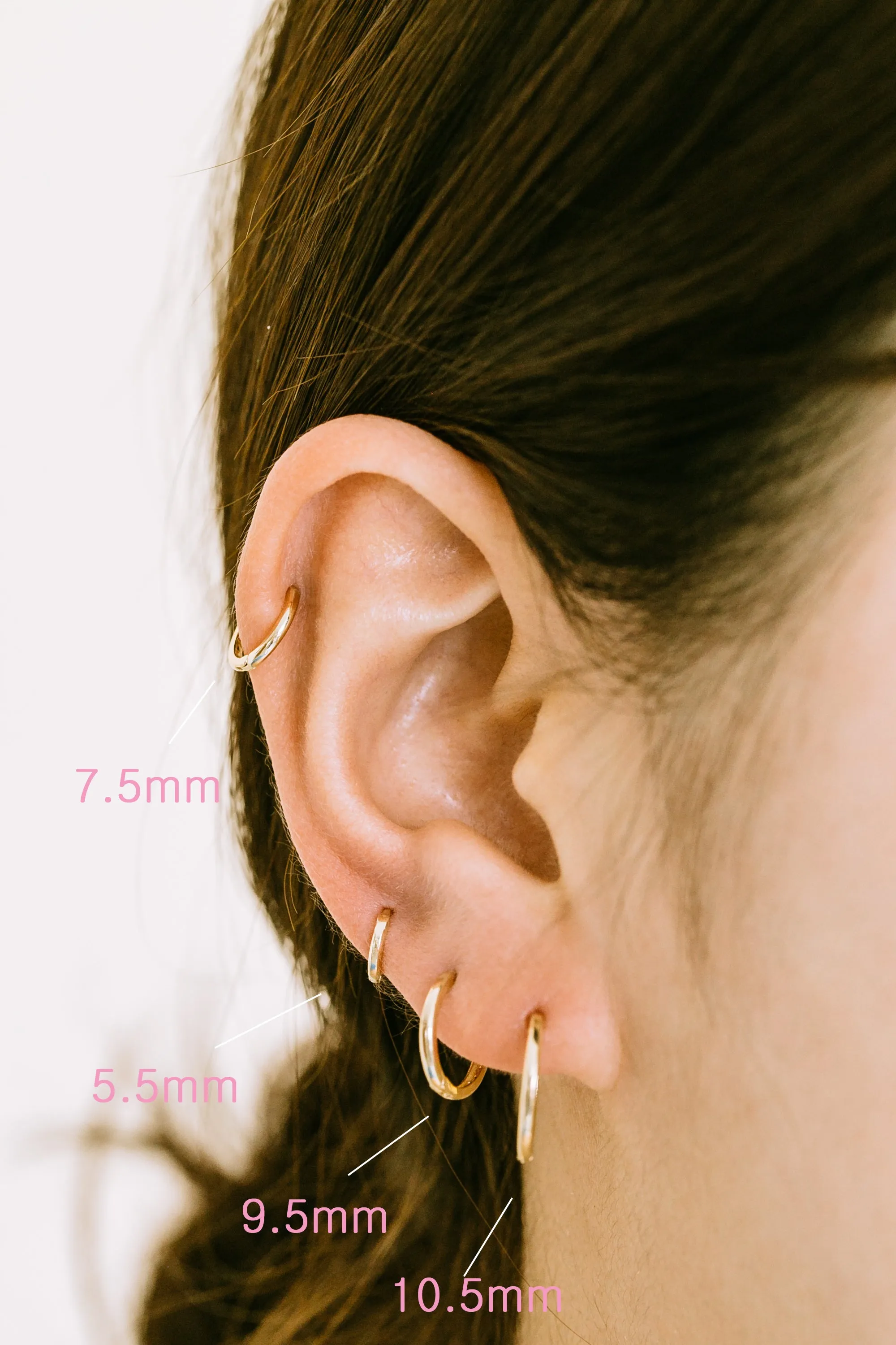 14K  Real Solid Yellow Rose Gold Round Tragus Cartilage Helix Inner Conch Loop Ear Stud Post Huggie Hoop Ring Piercing Earring For Women Men