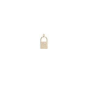 14k Single Pavé Diamond Small Padlock Charm