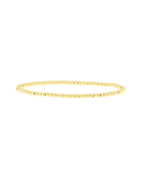 3 mm Metal Beaded Stretch Bracelet (Gold)