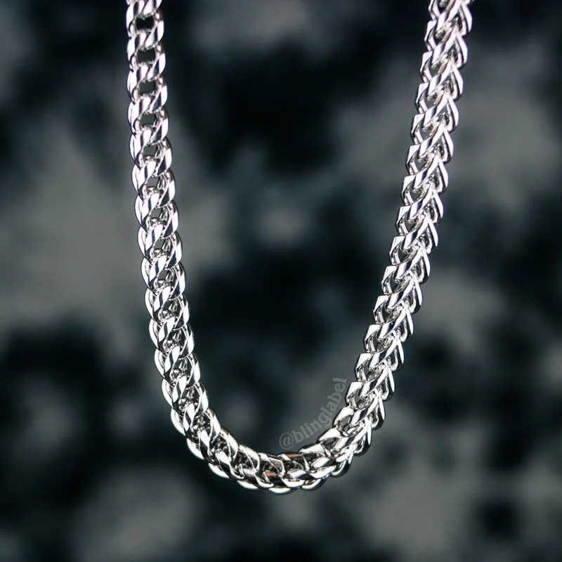 6mm Franco Box Chain in White Gold