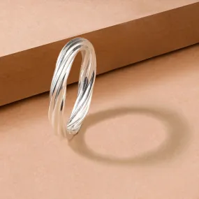 925 Pure Sterling Silver Chunky Twisted Ring Silver For Women-Small