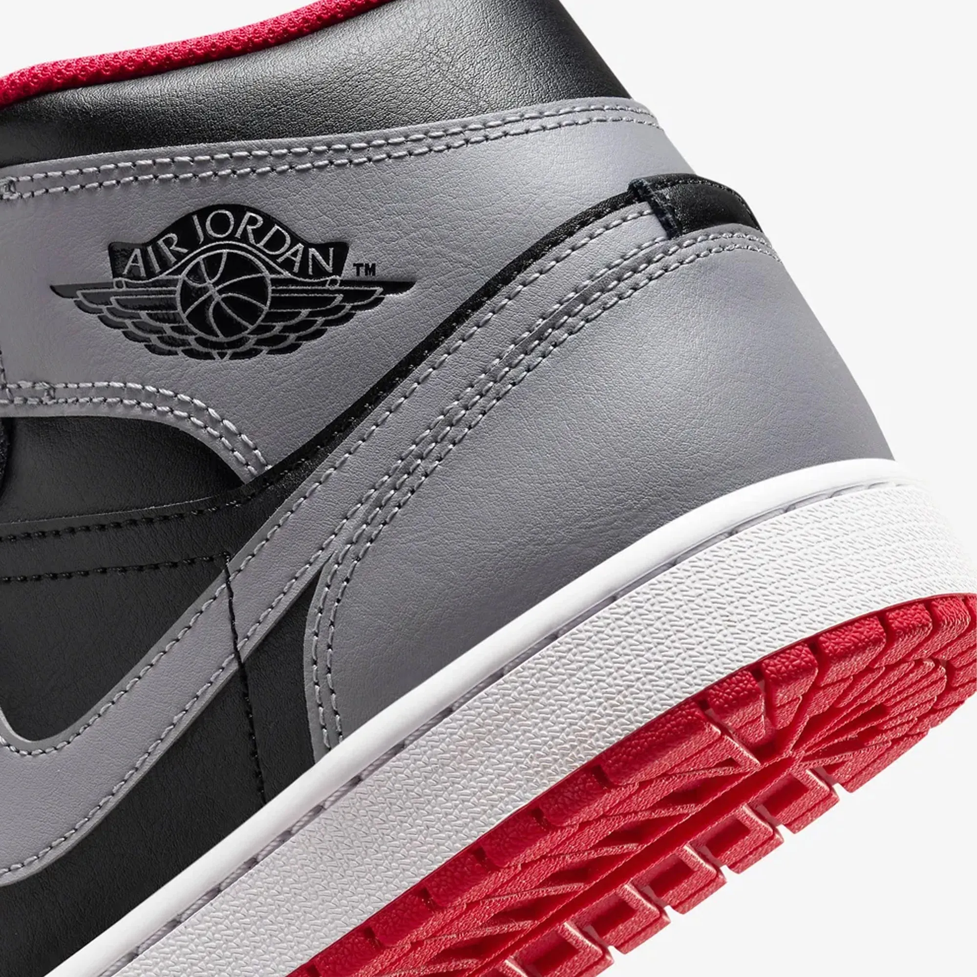 AIR JORDAN 1 MID 'BLACK/CEMENT GREY-FIRE RED-WHITE'