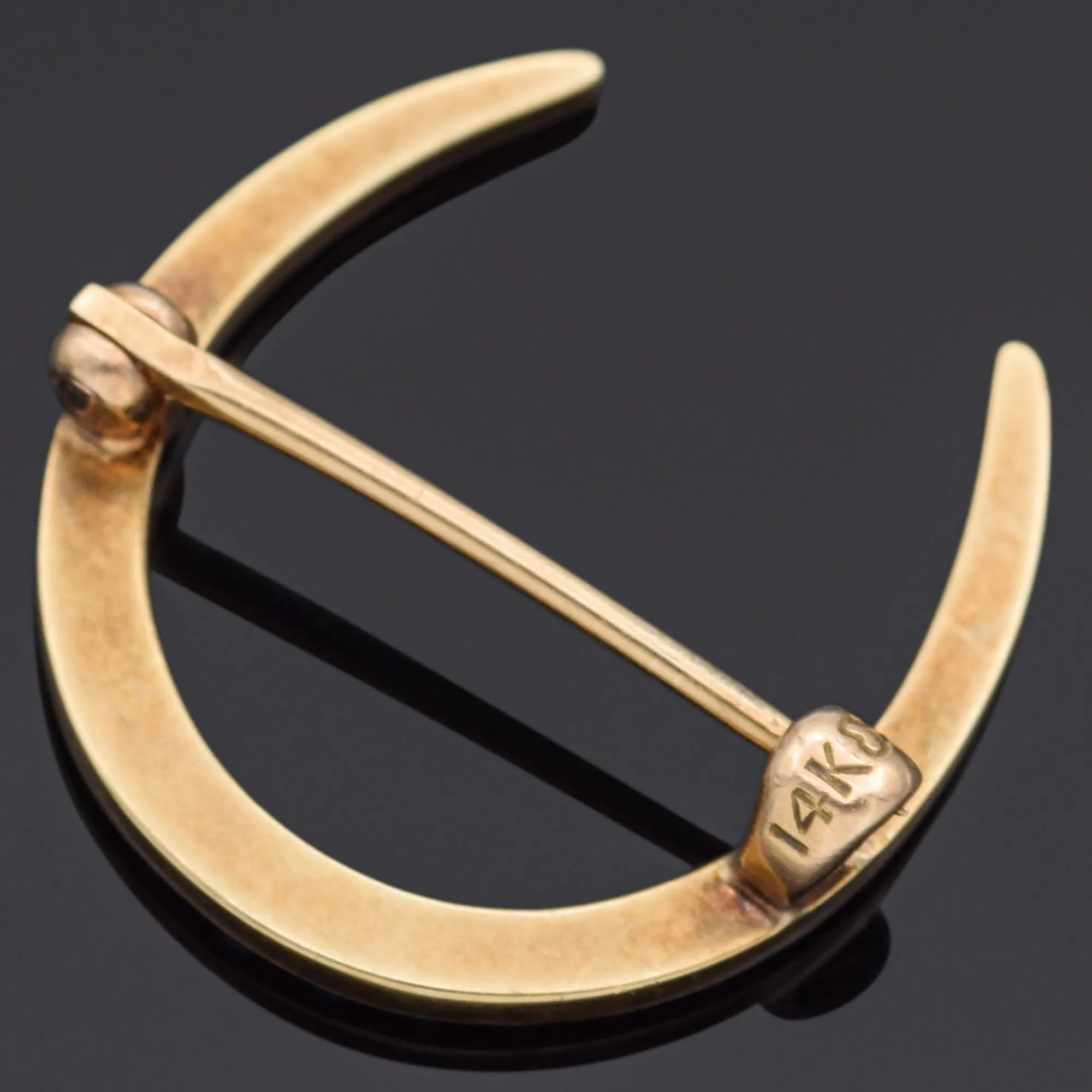 Antique 14K Yellow Gold Pearl Horseshoe Brooch Pin