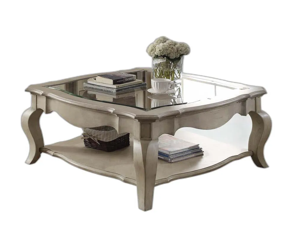 Antique Taupe Clear Glass Coffee Table