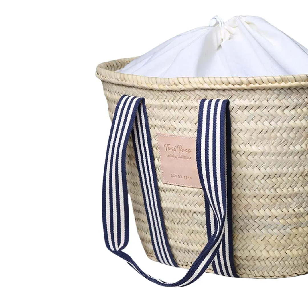 Basket bag in wicker and fabric handles - Gandia