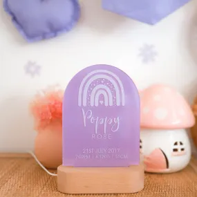 Birth Announcement Night Light - Rainbow