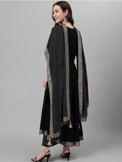 Black Embroidery Zari Salwar Suit Dupatta UK Next Day