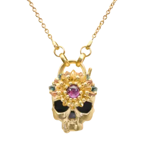 Blossom Crush Skull Padlock Necklace - 11696