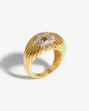 Celestial Ridge Pave Star Dome Ring | 18ct Gold Plated Vermeil/Cubic Zirconia