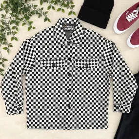 Checkerboard Shacket - Black/Heather Gray