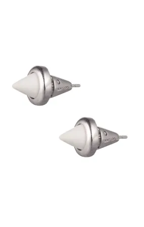 Cone Stud Earrings, Silver/White