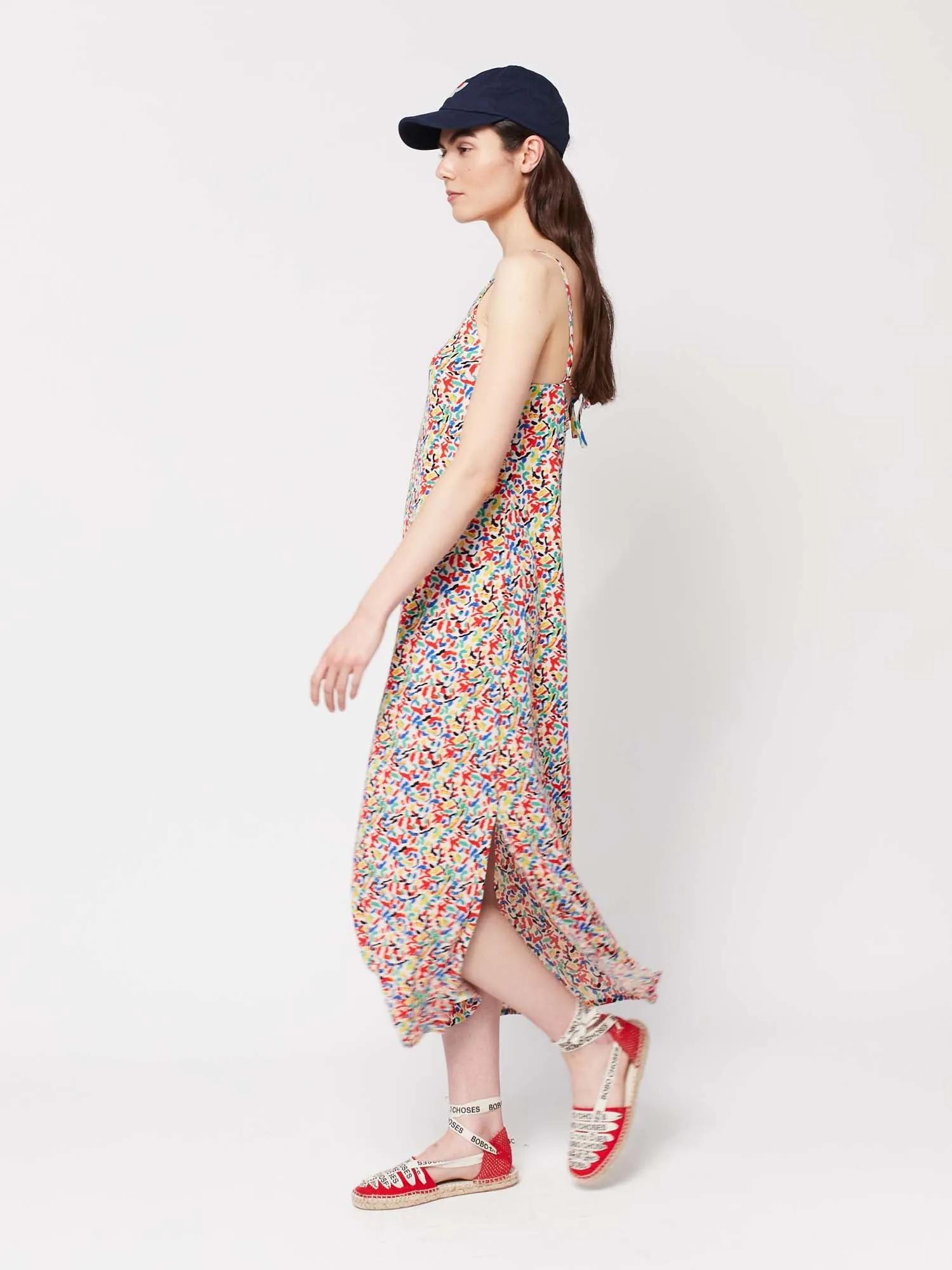 Confetti Print Viscose Strap Dress