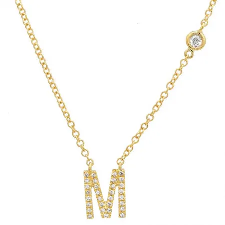 Diamond Initial and Bezel Necklace