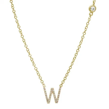 Diamond Initial and Bezel Necklace