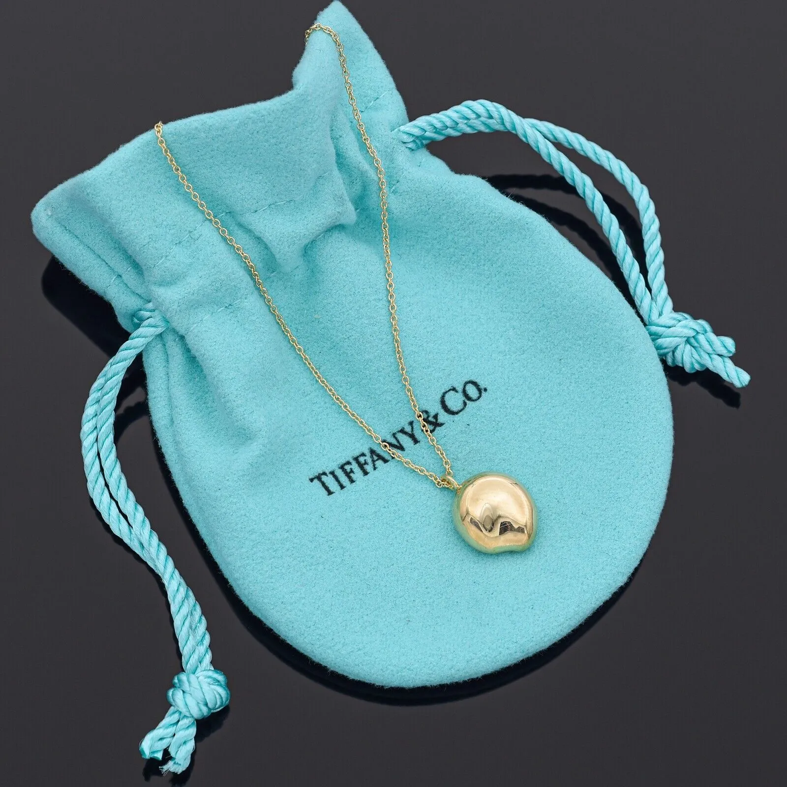 Elsa Peretti for Tiffany & Co. Bean Nugget 18K Yellow Gold Pendant Necklace