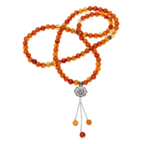 Faith Arabic calligraphy prayer beads: carnelian (aqeeq) tasbih