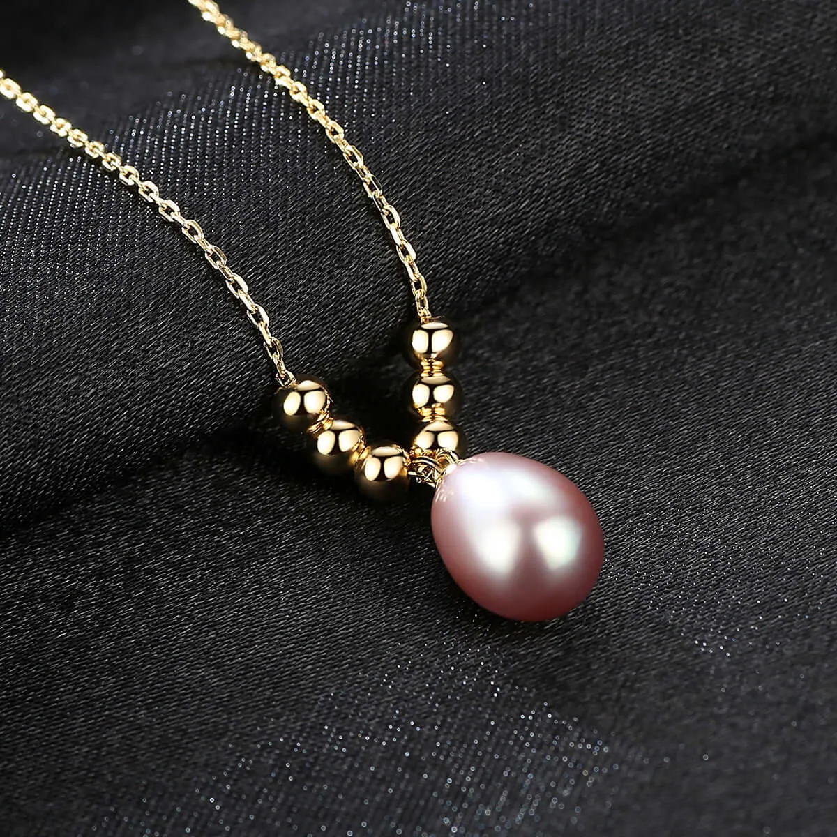 Freshwater Real Pearl Necklace with Pendant S925 Sterling Silver 18K Gold Plating