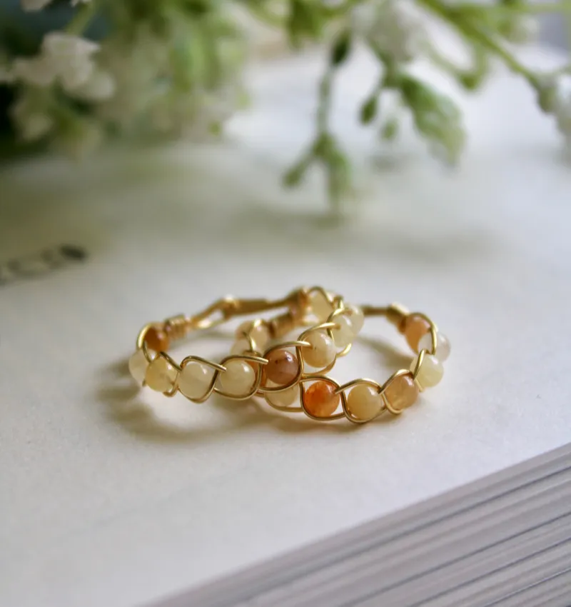 Honey Jade Braided Wire Ring