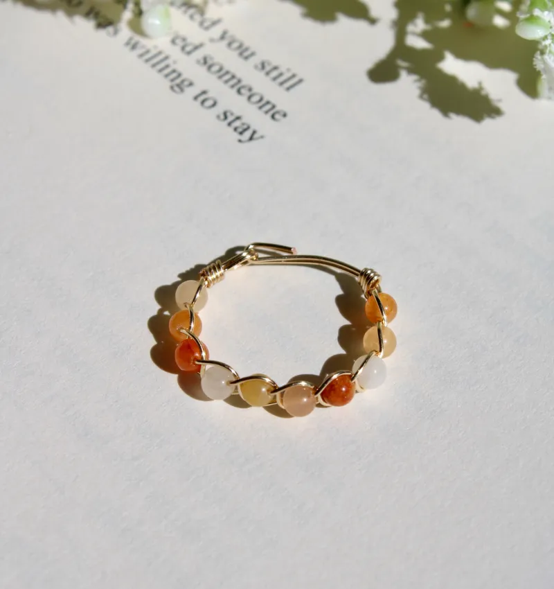 Honey Jade Braided Wire Ring