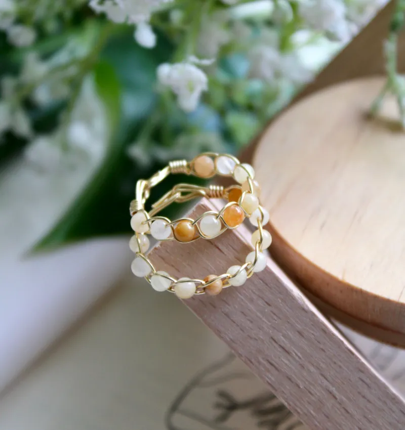 Honey Jade Braided Wire Ring