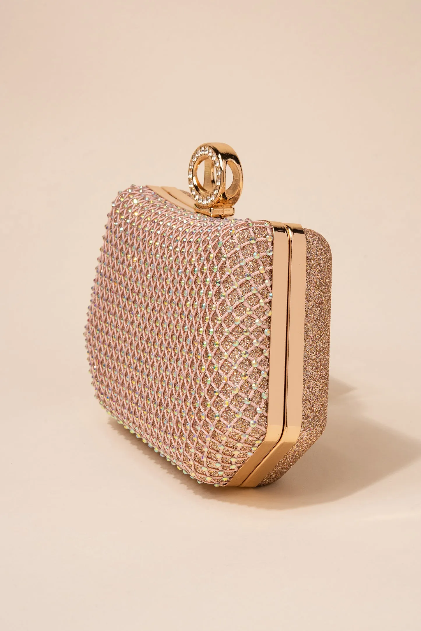 Janet Hexagonal Rhinestone Netting Evening Bag