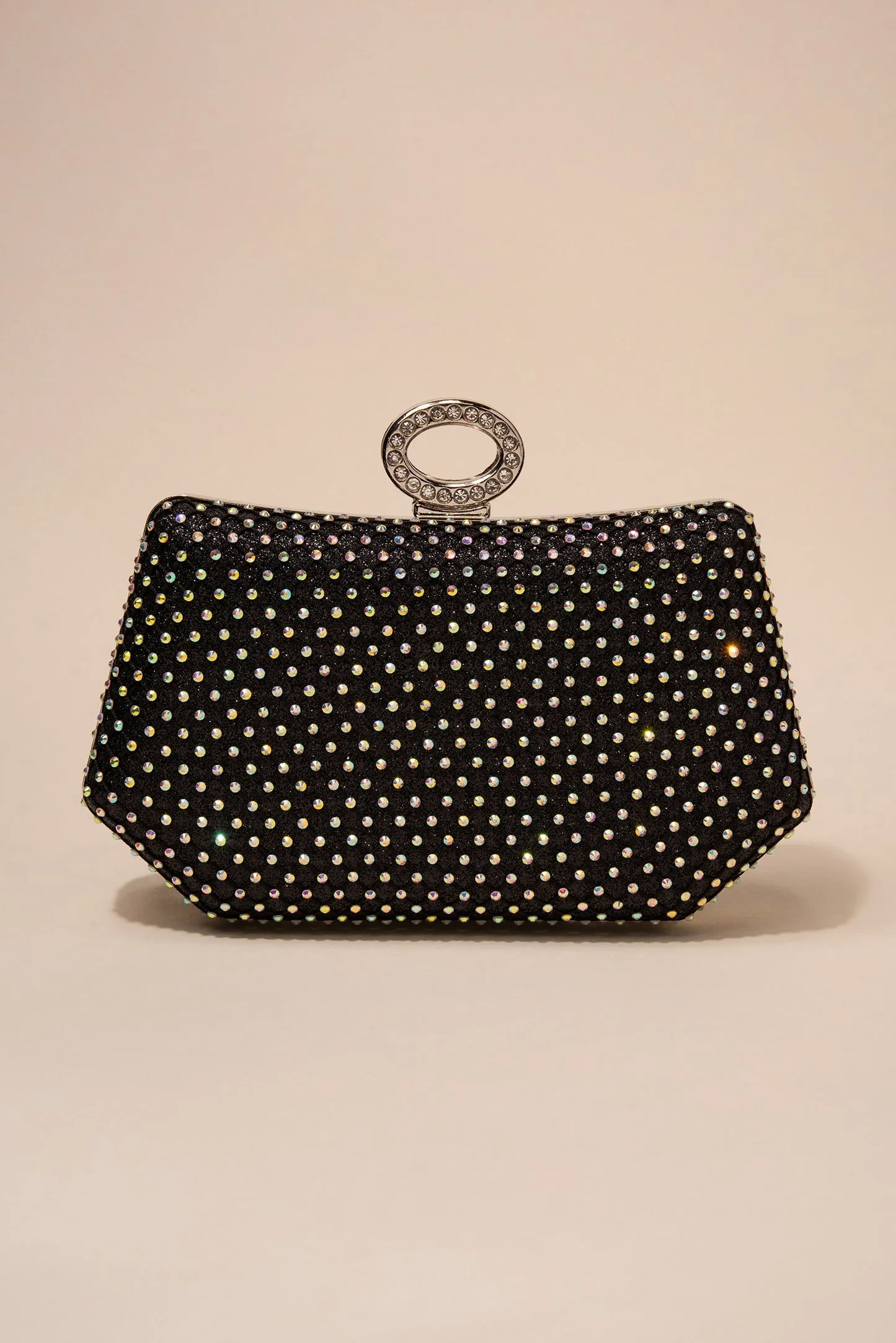 Janet Hexagonal Rhinestone Netting Evening Bag