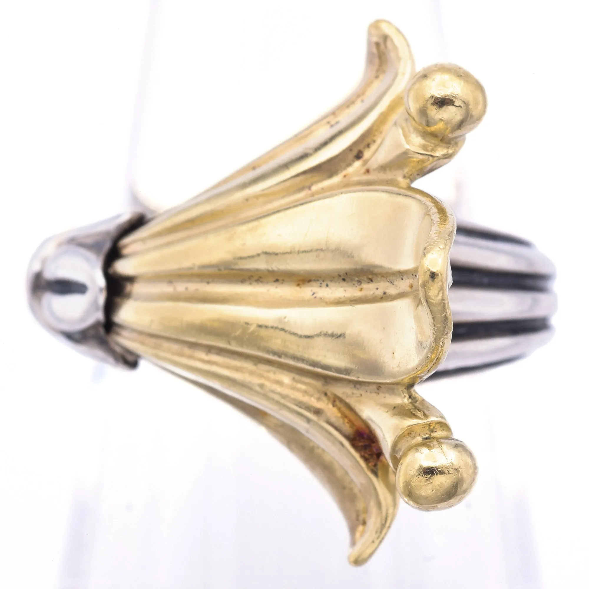 LAGOS Caviar Sterling Silver & 18K Yellow Gold Arcandian Ring Size 6.75