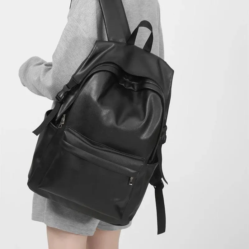 Large Capacity GZ215 Leather Cool Backpack - Ideal for Travel, School, and College