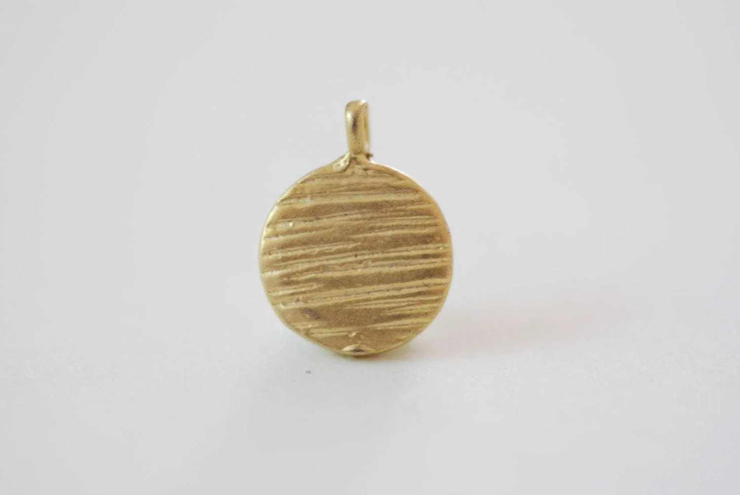 Matte Vermeil Gold Blank Disc Charm with Attached Bail- 18k gold over sterling silver, blank disc, stamping disc, blank stamping disc, 167