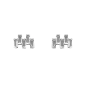 Mavis Sparkling Baguette Silver Stud Earrings