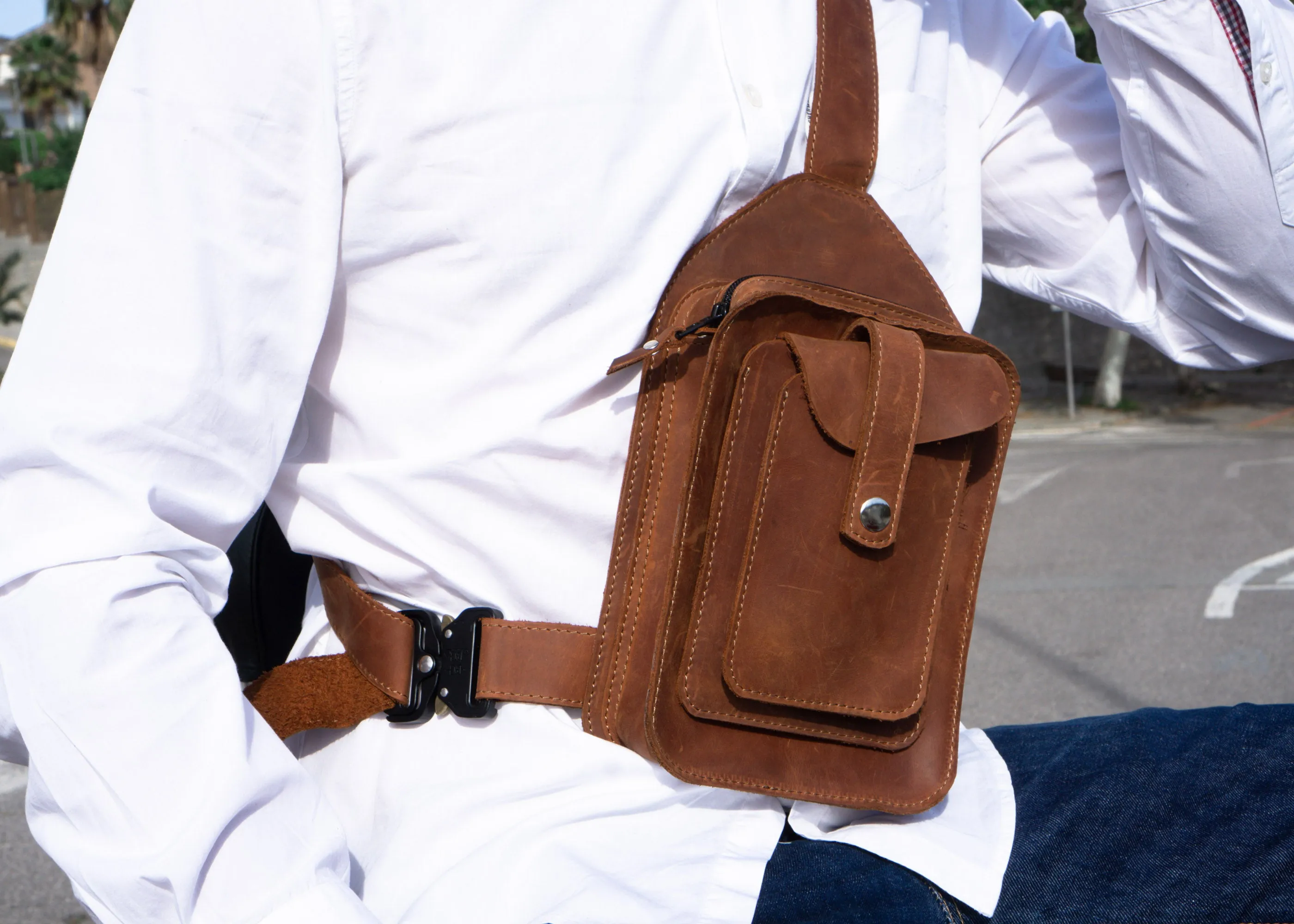 Mens Brown Leather Crossbody Bag | Sling Bags for Men | Handcrafted