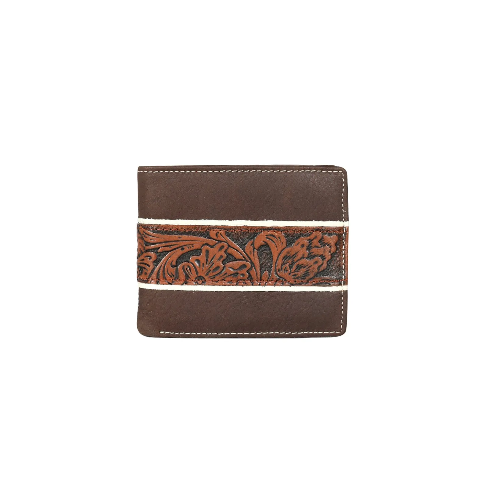 Montana West Genuine Leather Embossed Floral Men's Wallet