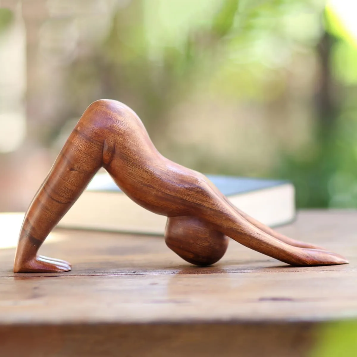 Novica Downward Facing Dog Wood Statuette