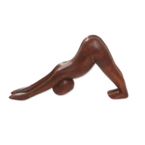 Novica Downward Facing Dog Wood Statuette