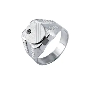 Octagon Signet Ring with Zirconia