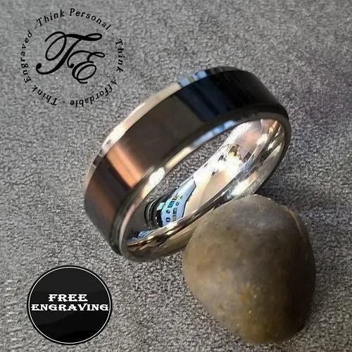 Personalized Men's Promise Ring - Black and Silver Fidget Spinner Ring