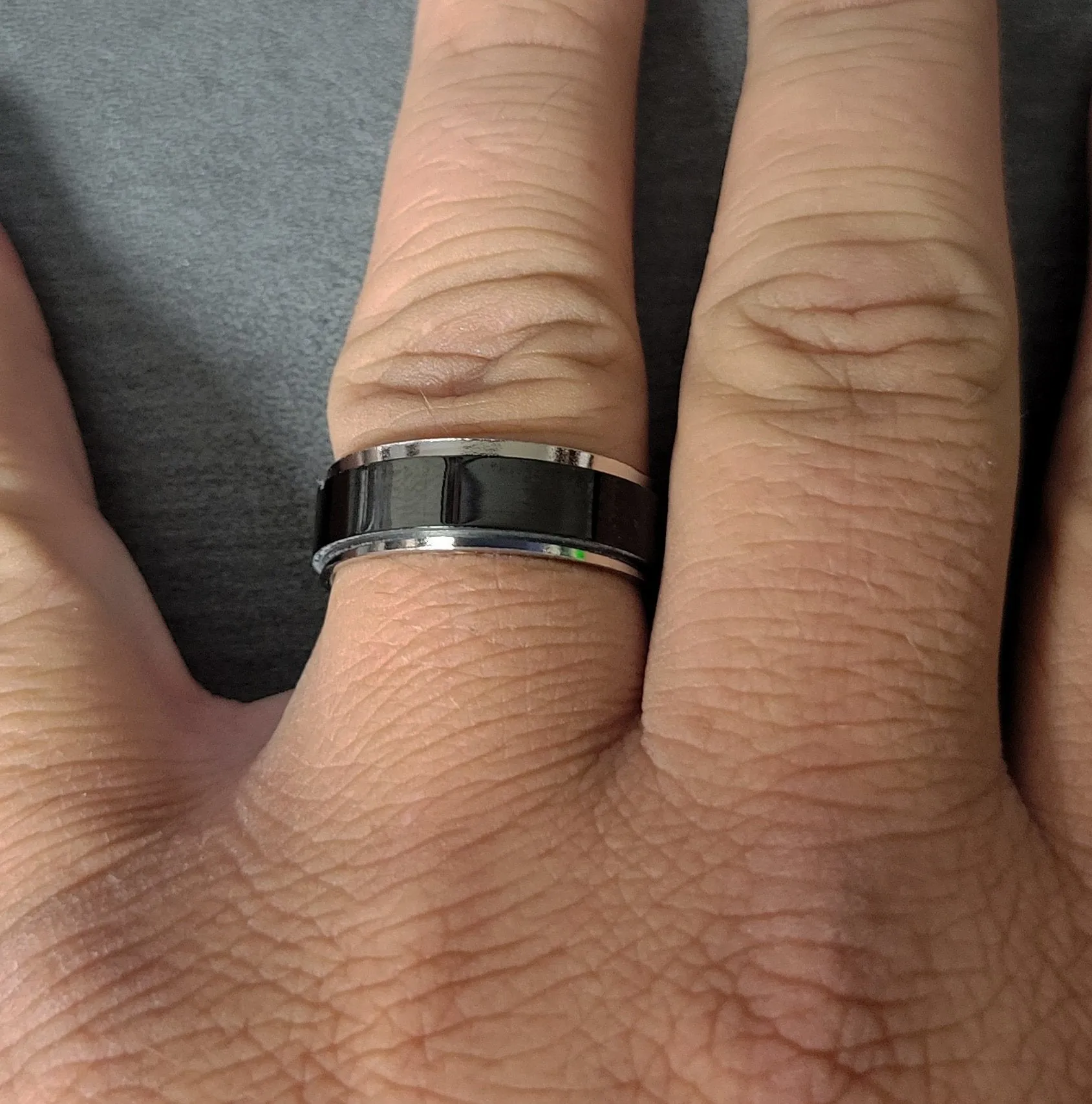 Personalized Men's Promise Ring - Black and Silver Fidget Spinner Ring