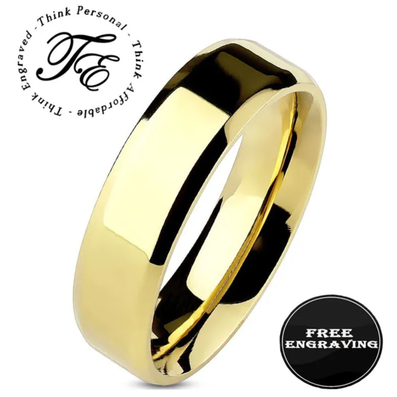 Personalized Women's Wedding Band - 14k Gold Over Stainless Steel