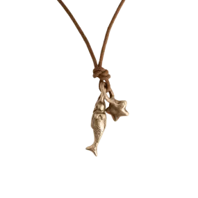 Pesci Che Volano Stelina Mermaid Bronze Pendant with Star