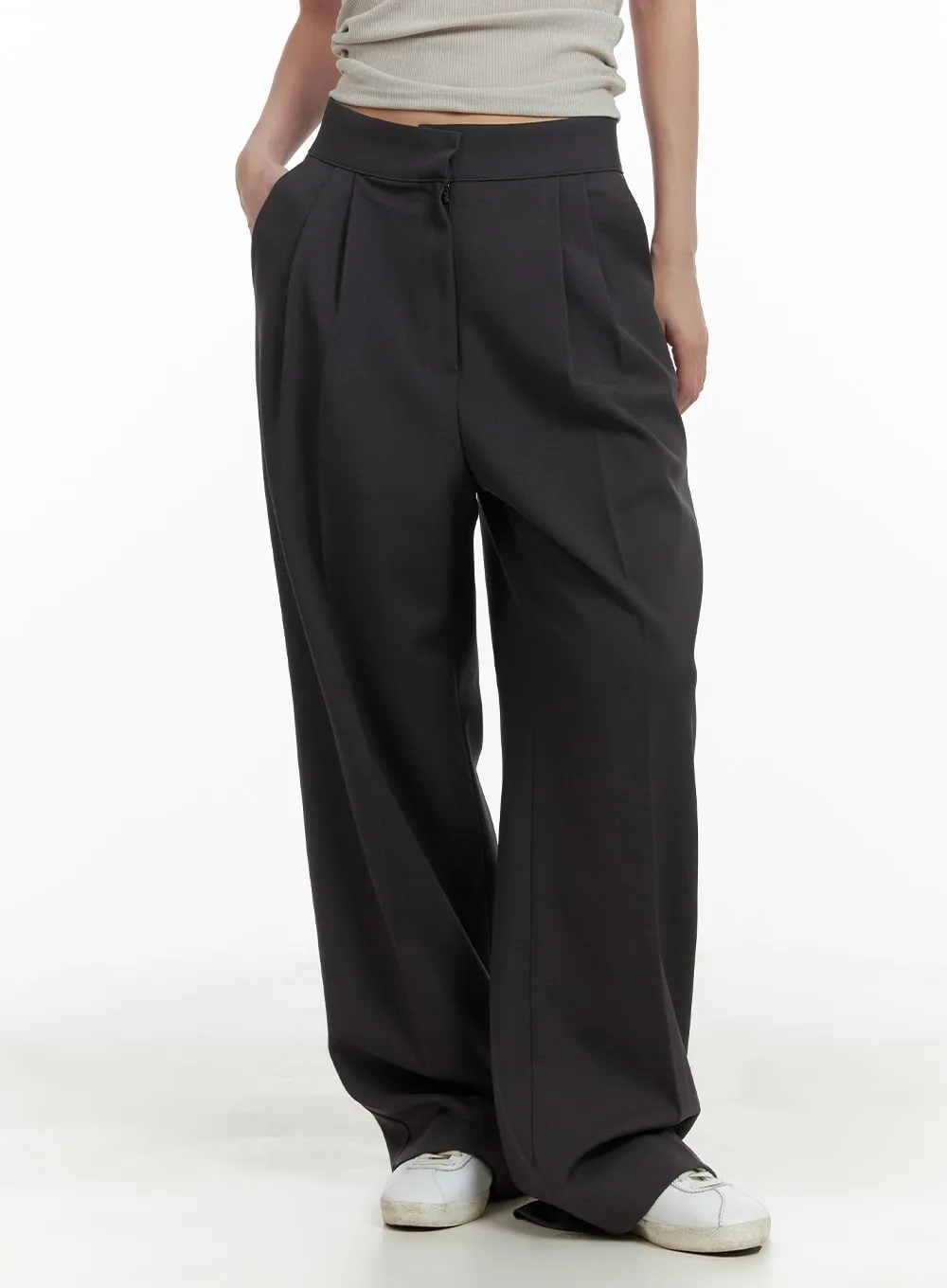 Pintuck Wide Tailored Pants CA409