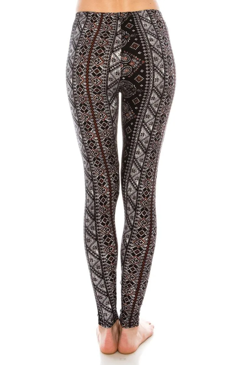 Print Pattern Leggings - Soft Stretch Peach Skin Leggings