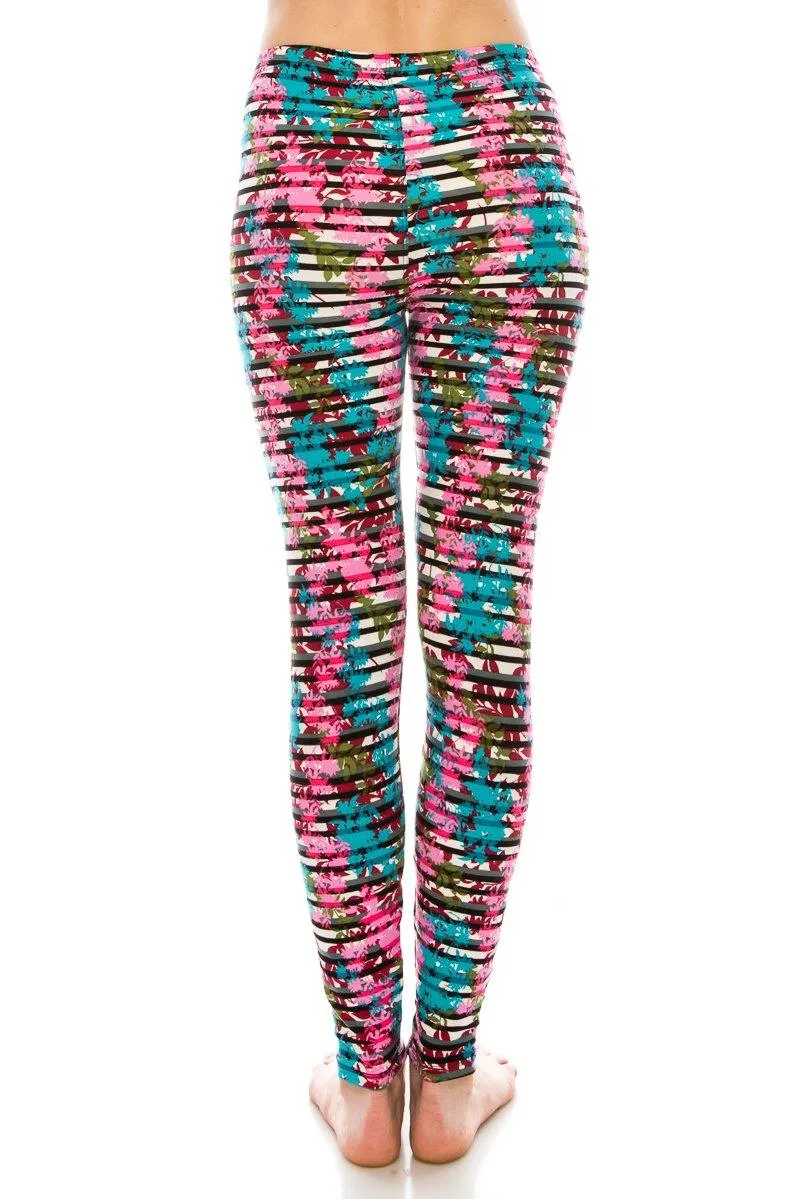 Print Pattern Leggings - Soft Stretch Peach Skin Leggings