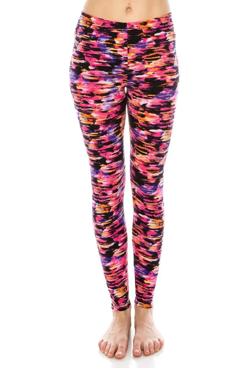 Print Pattern Leggings - Soft Stretch Peach Skin Leggings