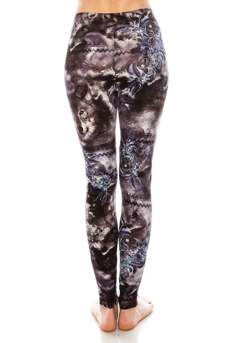 Print Pattern Leggings - Soft Stretch Peach Skin Leggings