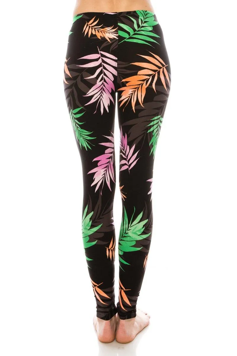 Print Pattern Leggings - Soft Stretch Peach Skin Leggings