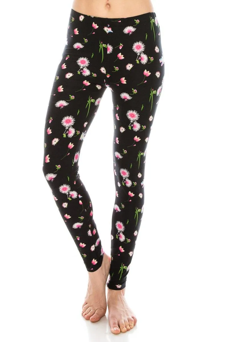 Print Pattern Leggings - Soft Stretch Peach Skin Leggings