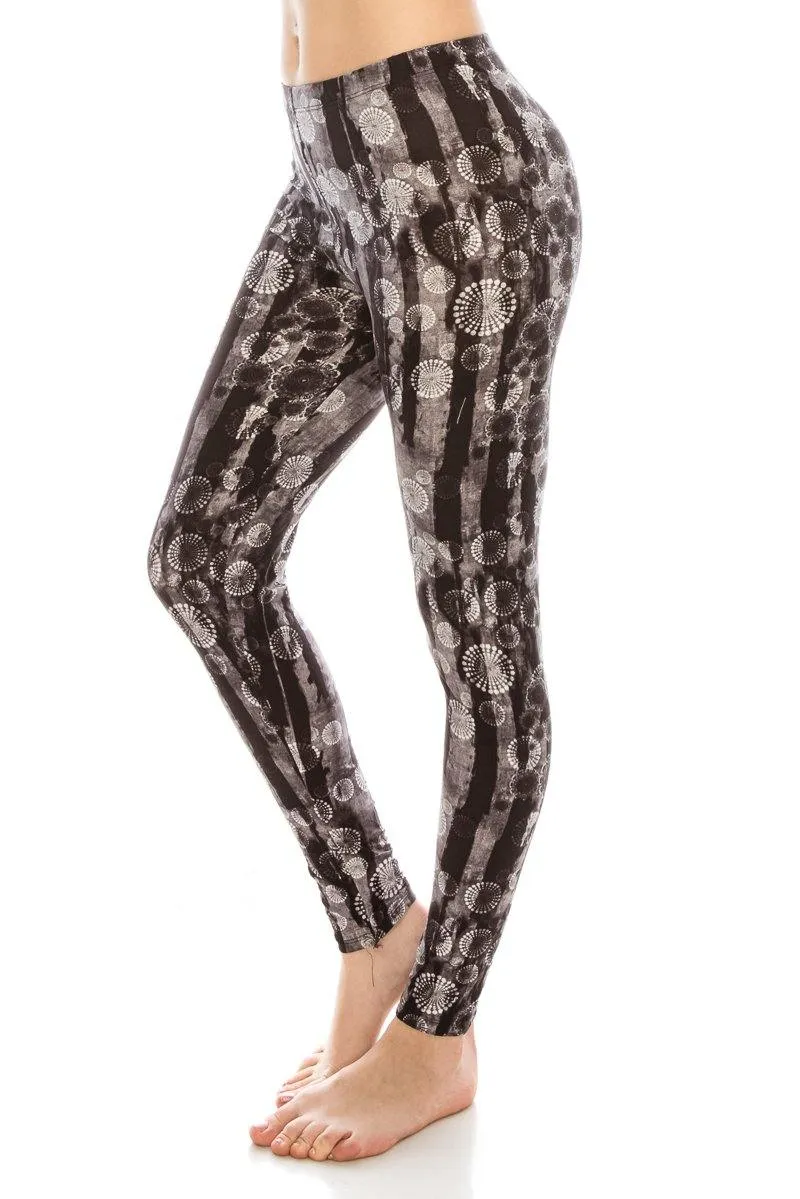 Print Pattern Leggings - Soft Stretch Peach Skin Leggings