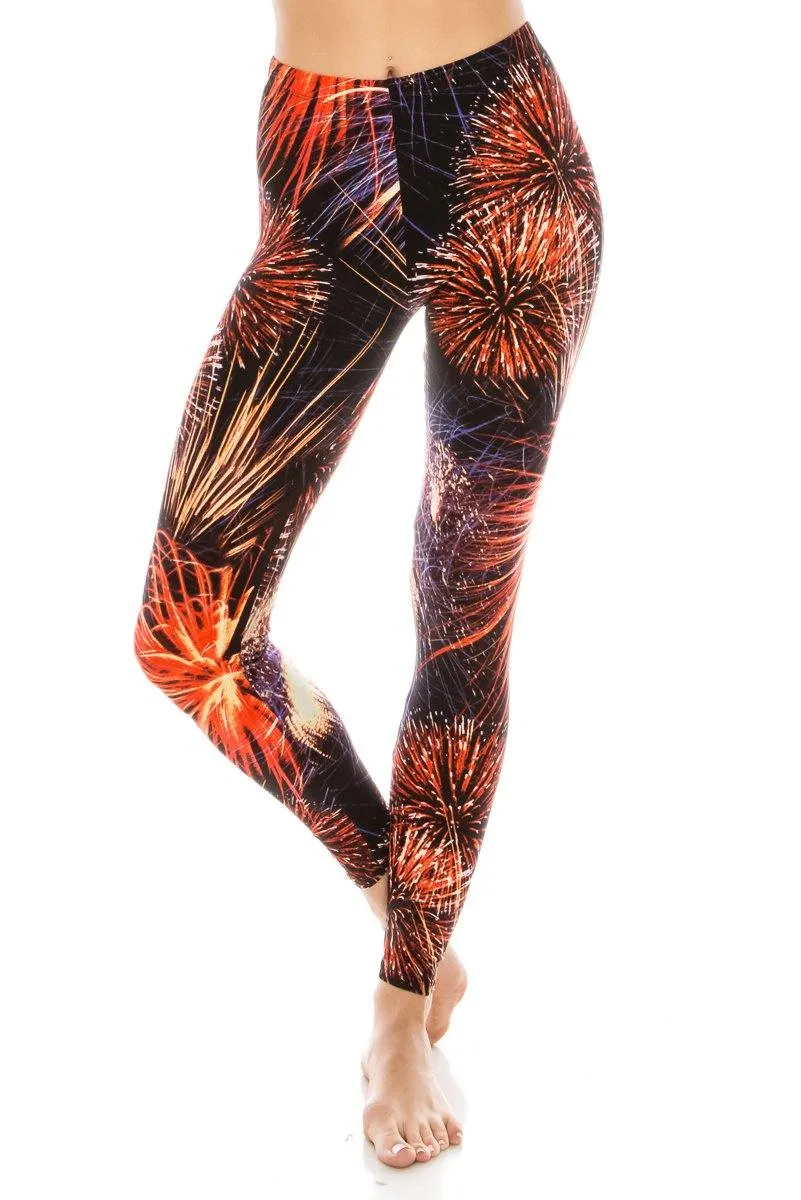 Print Pattern Leggings - Soft Stretch Peach Skin Leggings